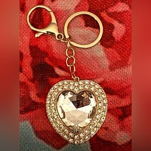Heart Bag Charm NEW Rhinestones Gold Tone Handbag Jewelry NIP 💖 Sparkles